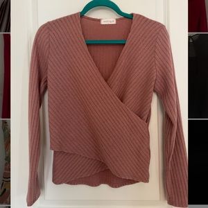 Deep V blush sweater